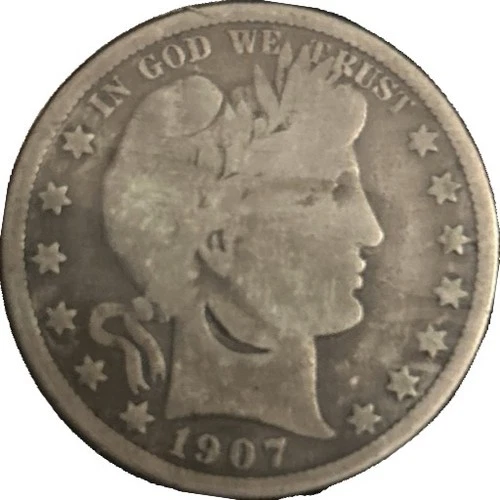 1907 s barber half dollar X1