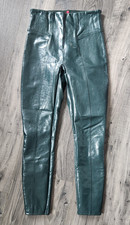 SPANX Faux Patent Leather Leggings Women's Size S Petite Dark Green 20301Q
