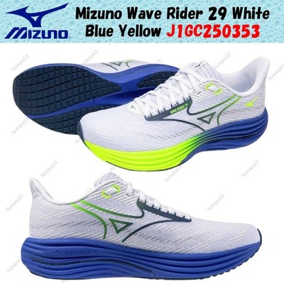 Mizuno Wave Rider 29 White Blue Yellow J1GC250353 Men's Size