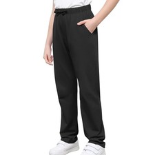 Kids Cotton Sweatpants Boys Girls Soft Casual Straight Leg Athletic Pants wit...