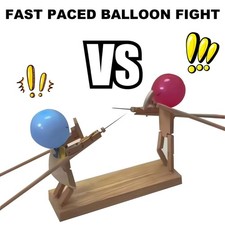 Balloon Bamboo Battle Wooden Bots Battle Game Two-Player Fencing Puppets