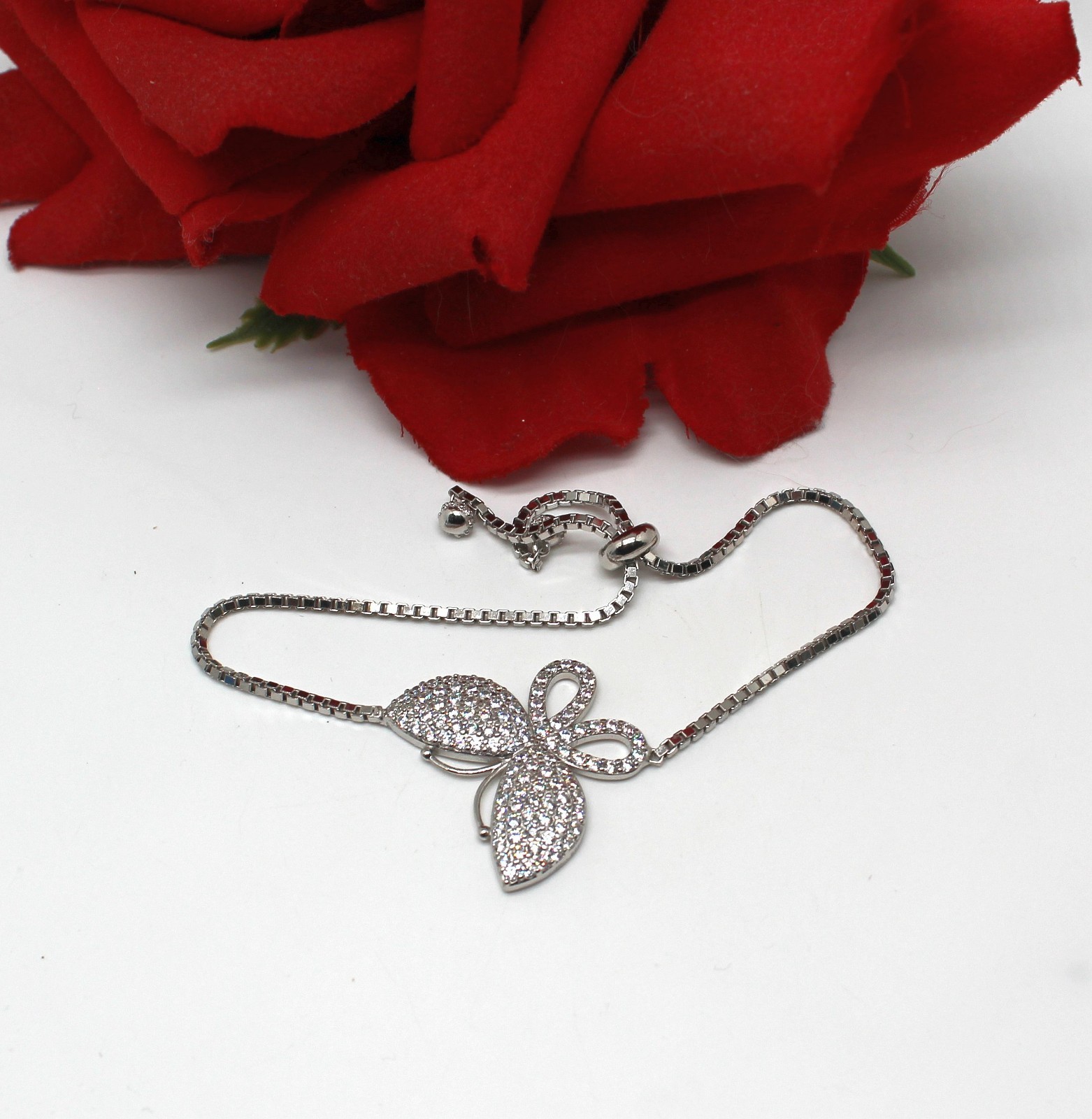 Sterling Silver  Cubic Zirconia JTV Butterfly  Bolo 6.82g Bracelet  CAT RESCUE