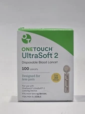One Touch UltraSoft 2 Lancets Fine 30 Gauge 100 Per Box (500 Total)  Exp 10/28