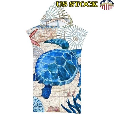 Hooded Microfiber Surf Changing Poncho Quick Dry Robe Outdoor Swimming Use