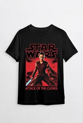 Star Wars Attack of the Clones Rey Graphic T-Shirt Movie Tee
