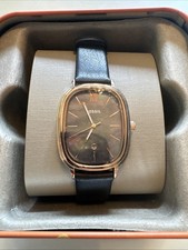 Image of Fossil Lyla Ladies Rose Watch With Black Leather Strap BQ3607 New In Box