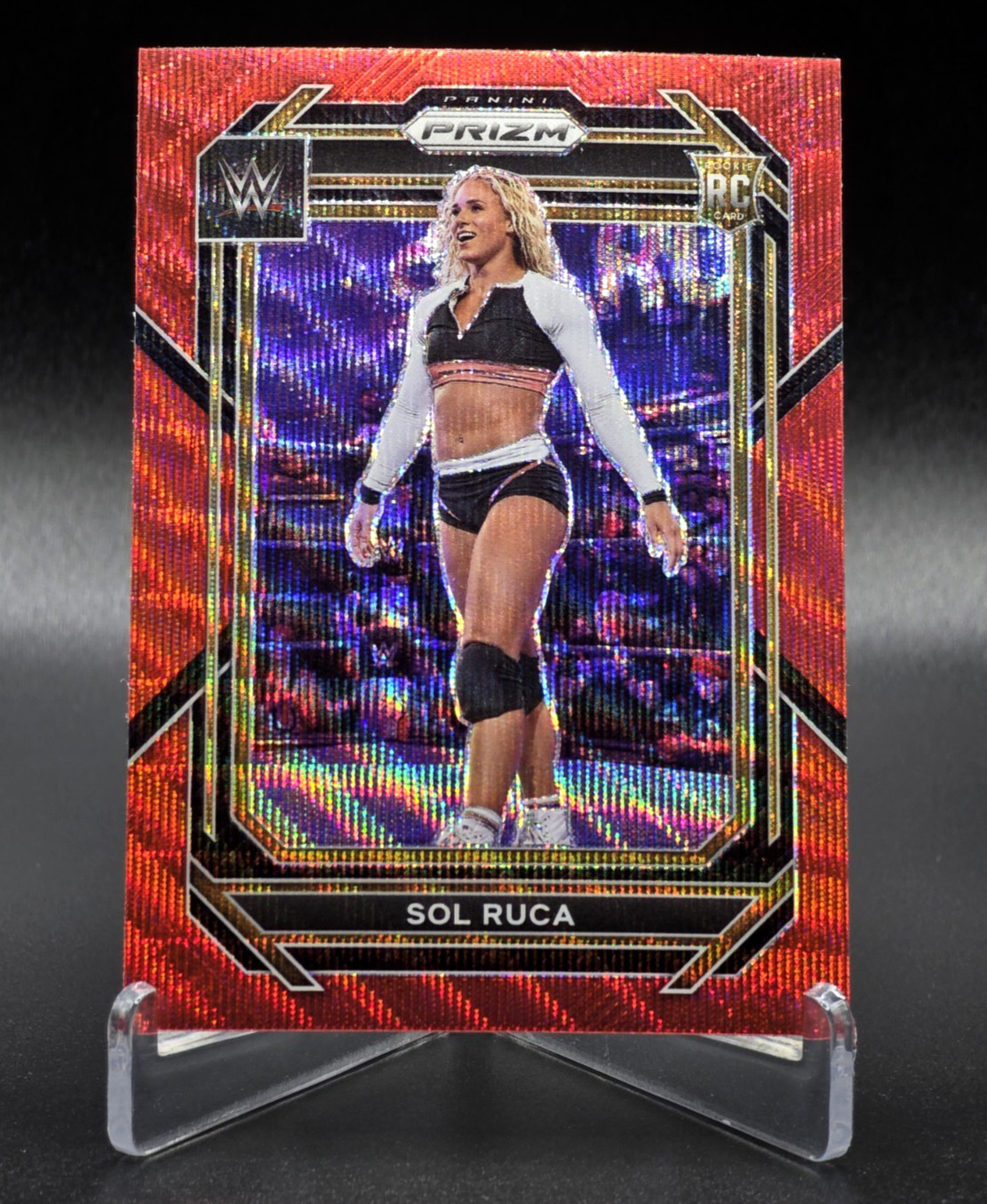 2023 Panini Prizm WWE Sol Ruca Red Wave Prizm RC #105 Rookie