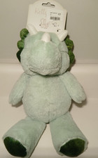 Kellytoys baby 12" plush pale green dinosaur rattle soft texture toy New