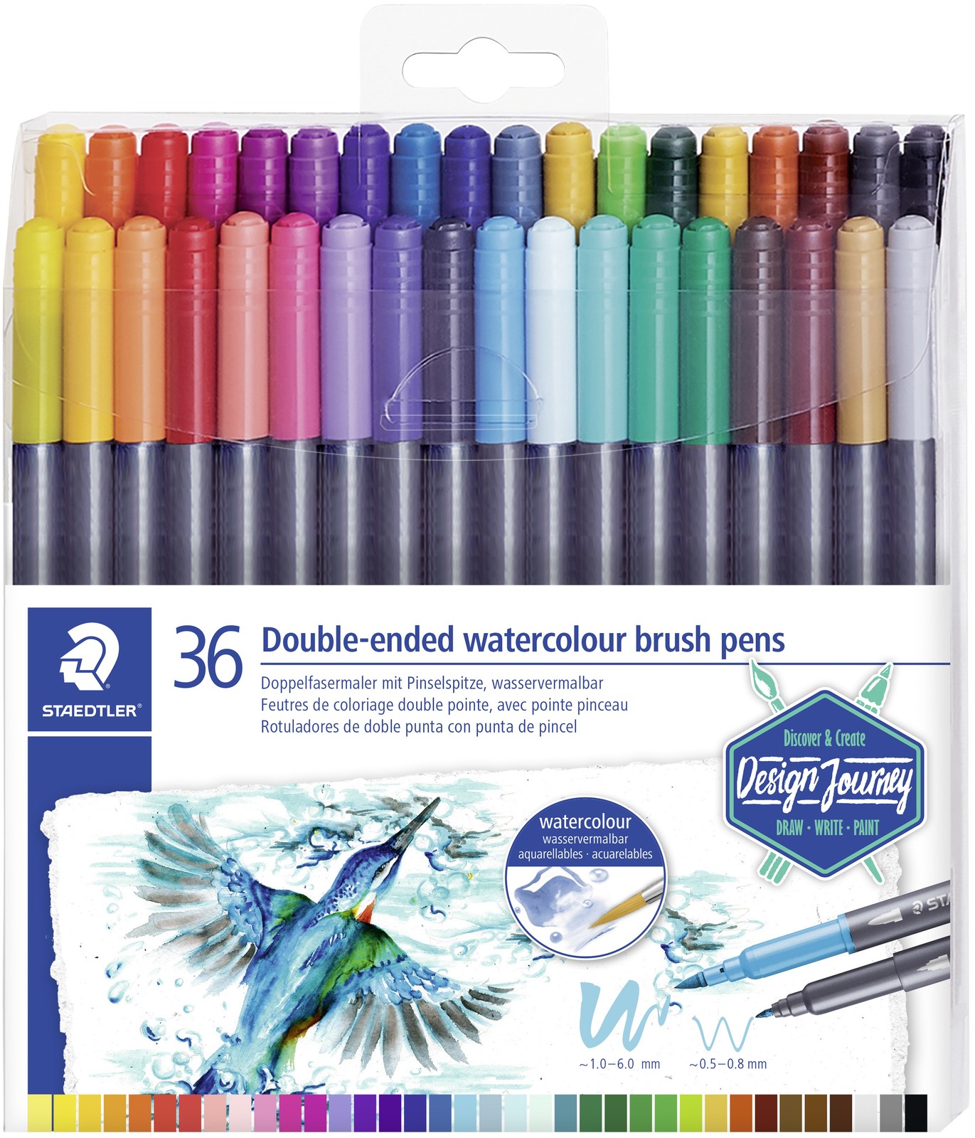 Staedtler Double-Ended Watercolour Brush Pens 36/Pkg-