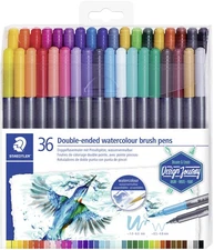 Staedtler Double-Ended Watercolour Brush Pens 36/Pkg-