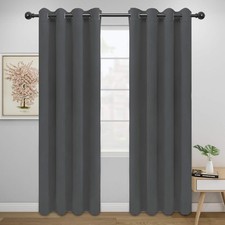 Grey Thermal Insulated Blackout Curtains for Bedroom 52"W x 84"L Grommet