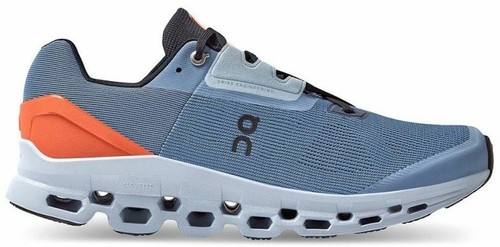 On Cloudstratus Lake Blue Grey Orange Running Shoes Men display picture 2