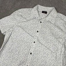UNTUCKit Shirt Men XL Slim Fit Short Sleeve Cotton Stretch Blue Dot Print Casual