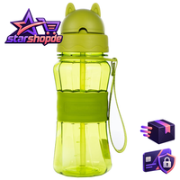 Trinkflasche Kinder Mit Strohhalm Bpa-Frei Auslaufsicher GrüN 500Ml Schule