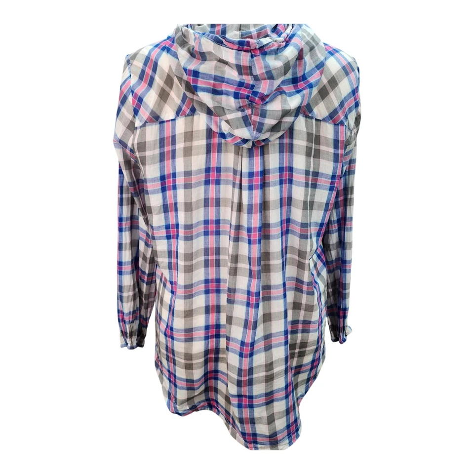 Chaqueta Torrid Para Mujer 1X 14-16 Cuadros Larga Línea Cremallera Con Capucha Preppy Capa Costera Foto 2 de 4