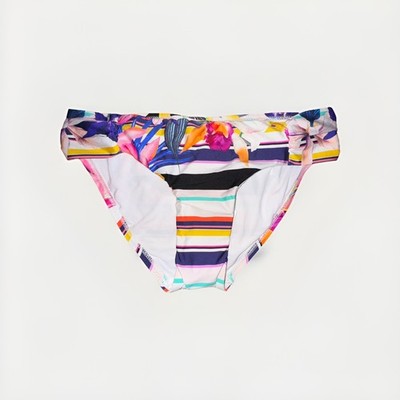Trina Turk  Bikini Bottoms Women's Sz 4 White Floral Stripe Hipster Swim & Spa