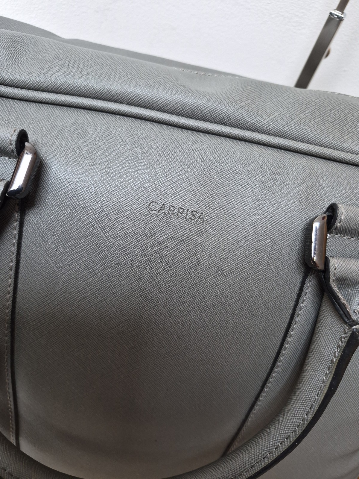 Carpisa Women's Grey Faux Leather Tote Bag Laptop Briefcase with Strap image 6