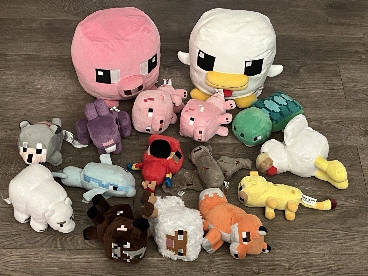 Minecraft Mojang Jinx Huge Plush Lot. 16 Pc. Turtle, Fox, Bat