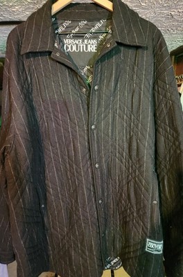 Men's Size XXL Versace Jeans Couture Quilted Pinstripe Jacket Coat Button 2XL