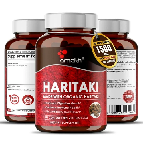 Organic Haritaki Terminalia Chebula Powder Bibhitaki Harad 1500mg 120 Capsules
