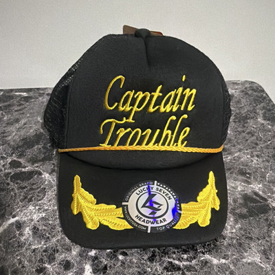Lucky Seven Captain Trouble Black/Gold Trucker Hat Mesh Back Unisex M
