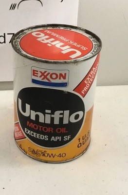  1x EXXON Uniflo Super Premium 1 Qt. Motor Oil Paper Can 10W 40 Extra Mileage