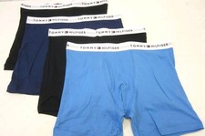 NEW Tommy Hilfiger Men's 100% COTTON Boxer Briefs 4-Pack,  XL Blue Black Navy