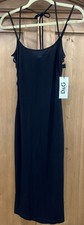 NWT Dolce Gabbana Black Knit Midi Dress~ Spaghetti strap + Lattice Sides SZ 40