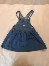OshKosh B'Gosh Girls Denim Overall Jumper Dress Heart Pocket Blue Size 5T