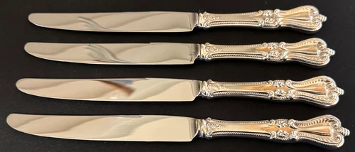FOUR ANTIQUE TOWLE OLD COLONY (1894) STERLING SILVER HANDLE DINNER KNIVES