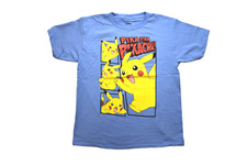 Pokemon Youth Boys Pika Pika Pikachu Blue Game Shirt NWT Large