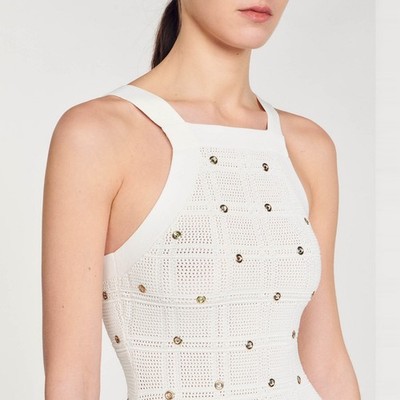 Sandro Fringed Midi Dress- White, Sz 36