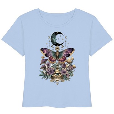 Bio T-Shirt Mystisch, Celestial Mond & Sterne, Motte, Drittes Auge, Hexe Style