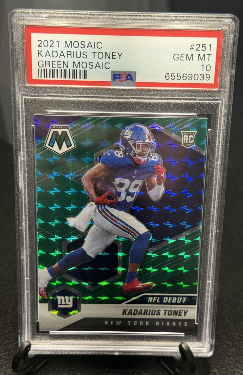2021 Panini Mosaic Green Mosaic #251 Kadarius Toney PSA 10 RC Rookie Giants