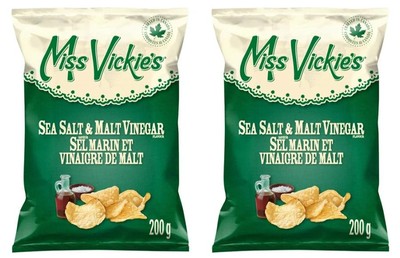 Miss Vickie's Sea Salt & Malt Vinegar Kettle Cooked Potato Chips, 200g (2 Pack)