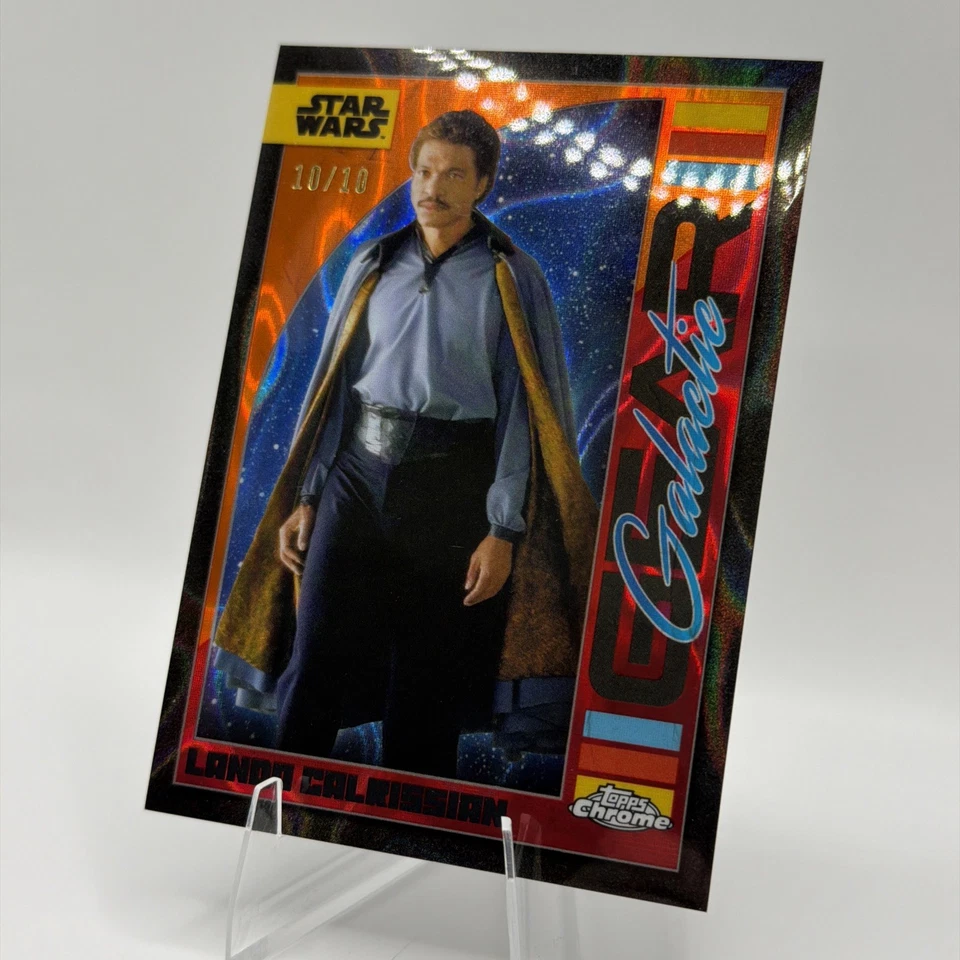 2024 Topps Star Wars Chrome Lando Calrissian Galactic Gear Orange OMEGA 10 /10 ! - Image 3 of 4