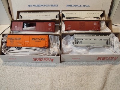 ACCURAIL  WESTERN MARYLAND 6-pack FREIGHT CARS, 3-COVERED HOPPERS + 3-BOX CARS