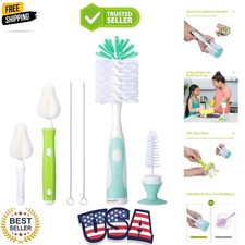 Baby Bottle Brush with One Base Hidden Nylon Nipple Cleaner, 2 Pcs Sponge Nip...