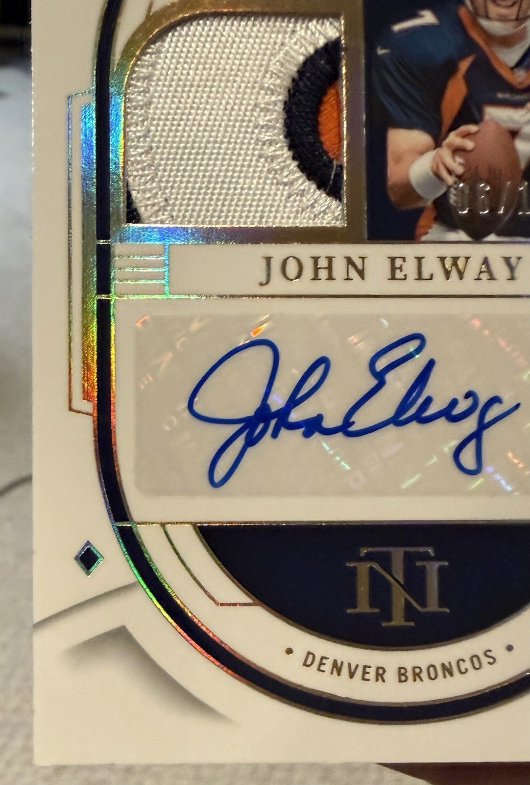 John Elway Panini 2023 National Treasures Lasting Legacies Auto 3CLR Patch /10 view 5