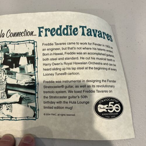 Vintage Freddie Tavares Fender Hula Connection Hula Lounge Certificate Card - Picture 2 of 4