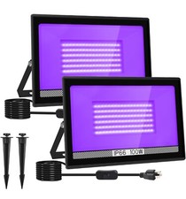 2X 100W UV Black Light LED Floodlight Outdoor Waterproof Stage Party Bar DJ Club