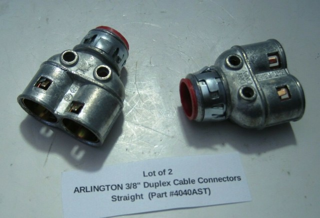 Arlington 4040AST Cable Connector Duplex Straight 3/8
