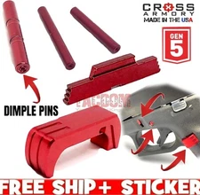 Cross Armory for Glok Gen 5 RED Extend Slide Lock Magazine Release Dimple Pins