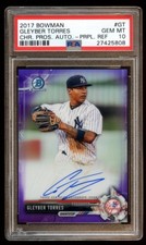 PSA 10 GLEYBER TORRES BOWMAN CHROME RC AUTO /250 PURPLE REFRACTOR YANKEES STAR !