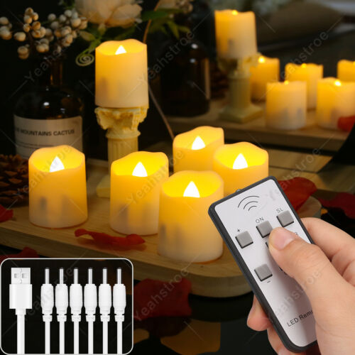 6Pcs LED Rechargeable Flameless Tea Light Candle Wedding Decor w/ Remote Control - Picture 1 of 15