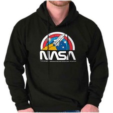 NASA Space Mission Shuttle Retro Rocket Logo Hoodie Hooded Sweatshirt Men Women