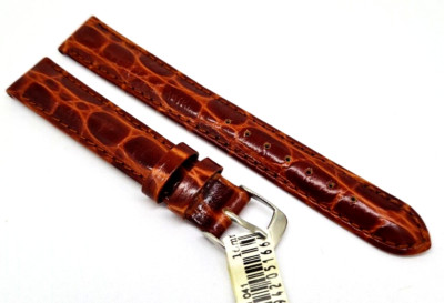 Bracelet montre classique cuir marron or couture blanche (français