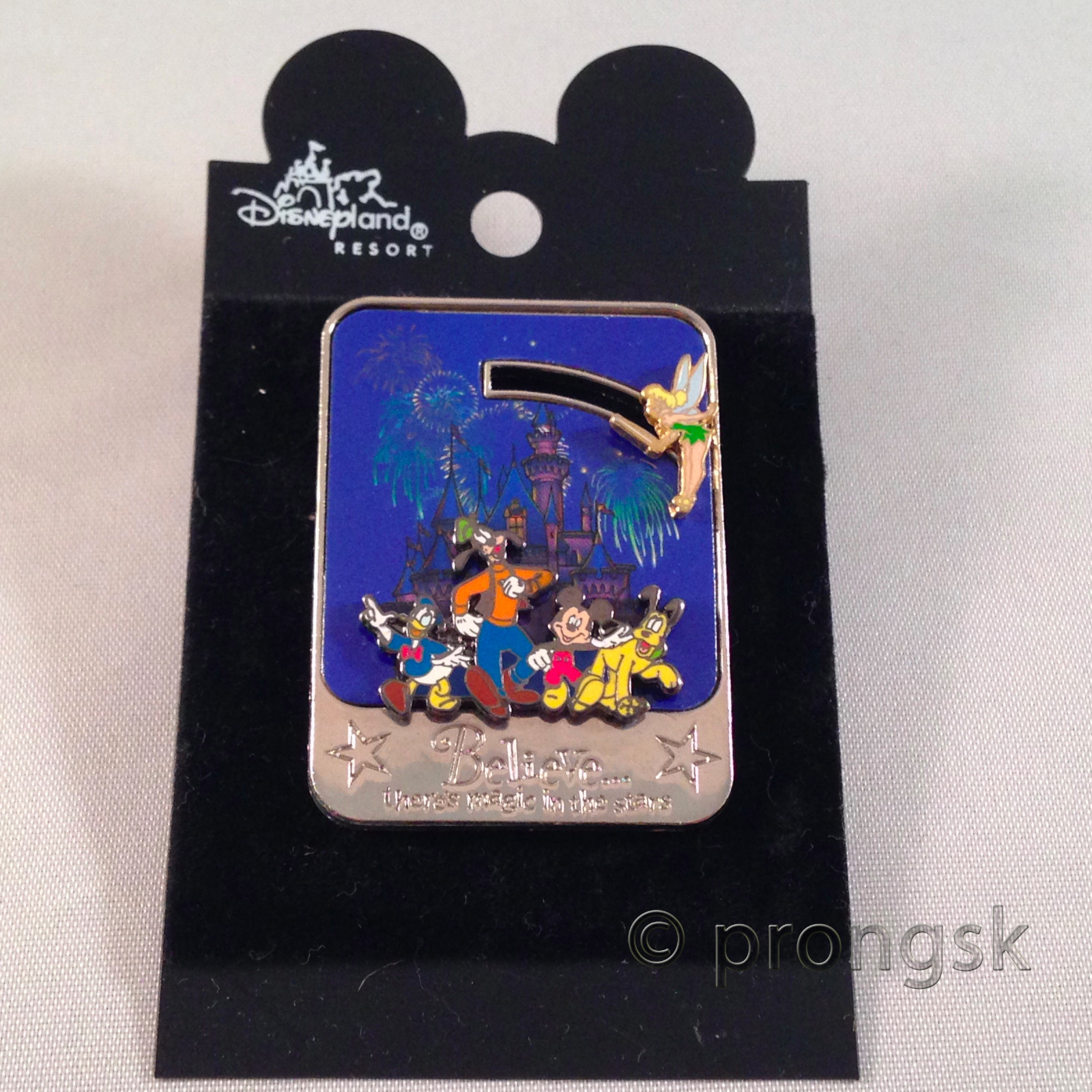 Disney Pin Believe There's Magic Stars Slider Tinker Bell Mickey Goofy 2001 DLR