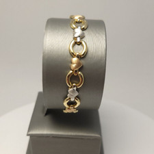 Real 14K Tri-Color Gold Heart Bracelet  7"  9.3mm  8.2g