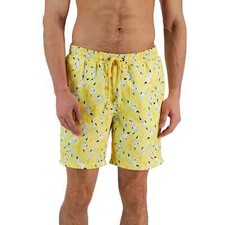 Club Room Men's Seagulls Quick Dry Swim Shorts, Lemon Yellow Ice Combo, M